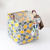Kuber Industries Foldable Storage Basket|Square Toy Storage Bin|Side Grab Handle|Wardrobe, Closet Organizer (Multi)